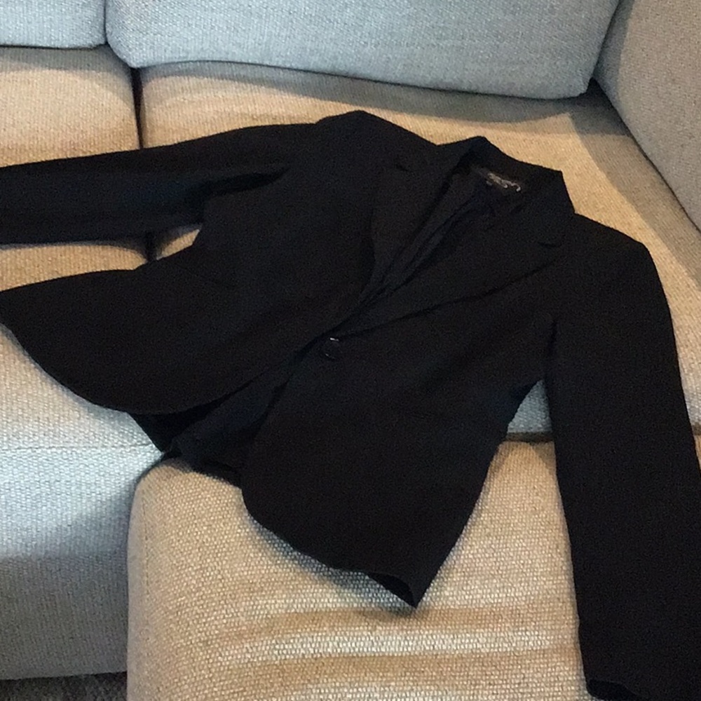 TEENFLO black/gray stripe pattern blazer, one button front, size 10